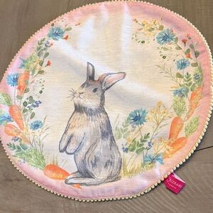 Isaac Mizrahi Pink Blue Floral Bunny Holiday Décor 4 Placemat